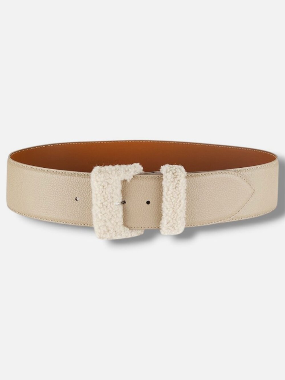 Vaincourt Women's Beige La Merveilleuse Shearling & Leather Belt Size 80